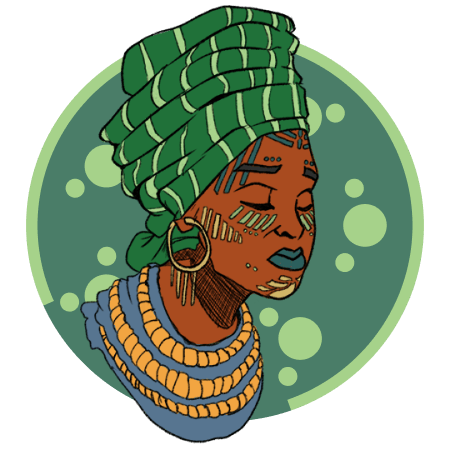 illustration of an african lady wearing traditional headband