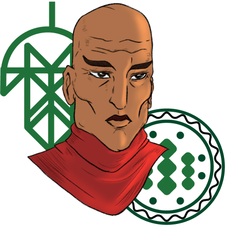 illustration of a man in a traditional scarf